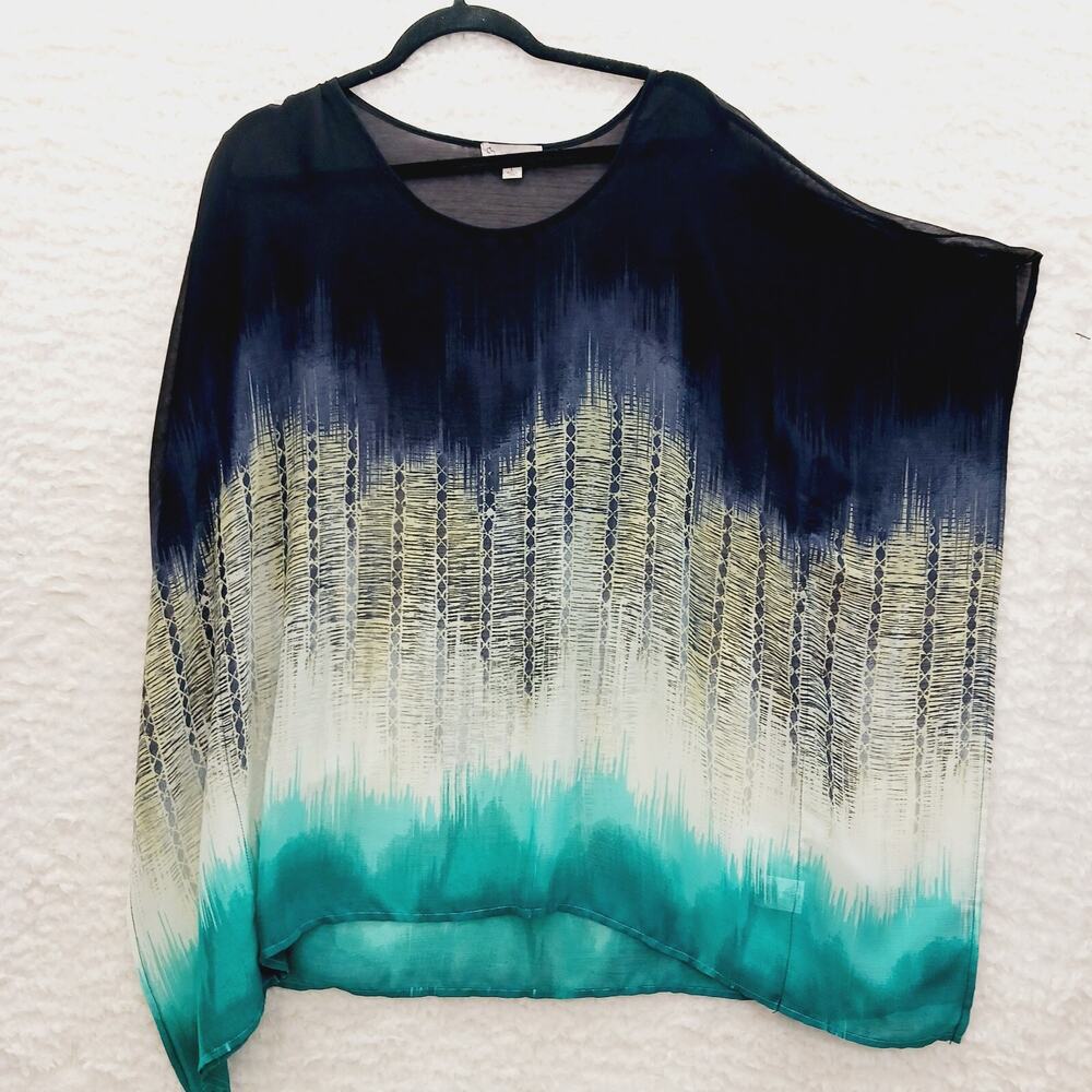 Kimono Swim Cover Up Abstract Dip Dye Art Teacher Chic Resort Boho Y2K Size L